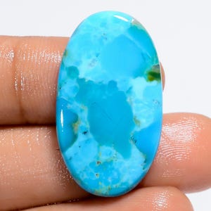 Natuurlijke Kingman-turkoois cabochon, hemelsblauw turkoois kristal, ovale Kingman-turkoois edelsteen, maat 29 x 16 x 4 mm, gewicht 22 karaat