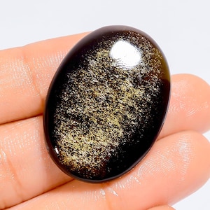 Ossidiana dorata naturale lucida, forma ovale, cabochon, pietra preziosa sfusa per la creazione di gioielli, 31 ct, 33 x 24 x 5 mm (pietra come da immagine).