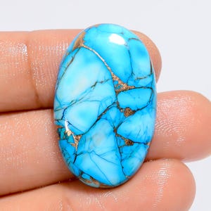 Natürliche Blau Kupfer Türkis Oval Form Cabochon lose Edelstein für die Herstellung von Schmuck 26 Ct. 29X18X4mm (Stein wie Abbildung)