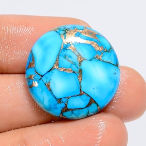 Natürliche Blau Kupfer Türkis runde Form Cabochon lose Edelstein für die Herstellung von Schmuck 23 Ct. 20X20X4 mm (Stein wie Abbildung)