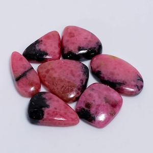 Cabochon di rodonite naturale sciolto, 7 pezzi, lotto per realizzare gioielli, 155 carati, 20 x 14, 23 x 20 mm (rodonite come da foto)