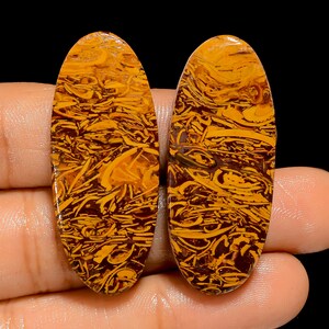 Natürliche Mariam Jaspis Paar Cabochon Lose Edelstein Paar Mariam Jaspis Ohrringe Paar 40X16X4 mm 71 Karat Oval Form Mariam Jaspis Paar