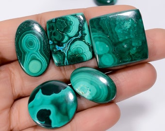 Natural Malachite Gemstone Lot 10 Pieces Green Malachite Lot 15X11 32X11 mm Size Mix Shape Green Malachite Quality Cab (Malachite as Picture