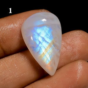 Cabujón de piedra lunar arcoíris natural/Piedra preciosa de piedra lunar suelta/Piedra natal de cristal de piedra lunar/Piedra para hacer joyas/Regalo para ella/Perforación gratuita