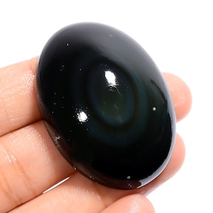 Obsidienne naturelle arc-en-ciel, 42 x 31 x 14 mm, 120 carats, jeu de feu, obsidienne arc-en-ciel, forme ovale, pierre d'obsidienne arc-en-ciel