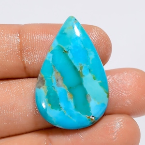Cabochon di turchese Kingman naturale a forma di pera, pietra preziosa sfusa per la creazione di gioielli, 20 carati, 29 x 20 x 5 mm (pietra come da foto).