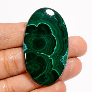 Malachite naturale crisocolla, pietra preziosa sciolta a forma ovale cabochon per la creazione di gioielli, 87 carati, dimensioni 47 x 27 x 6 mm (malachite come da foto).