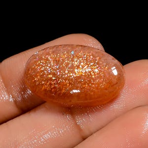 Natürlicher Sonnenstein Oval Form Cabochon Lose Edelstein für die Herstellung von Schmuck 16 Ct. 23X14X5 mm (Stein wie Abbildung)