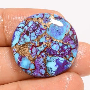 Natürliche Lila Mohave Kupfer Türkis runde Form Cabochon lose Edelstein für die Herstellung von Schmuck 29 Ct. 25X25X5 mm (Stein wie Abbildung