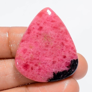 Pietra preziosa sciolta a forma di pera di rodonite naturale, cabochon, per la creazione di gioielli, 72 carati, 35 x 29 x 6 mm (rodonite come da foto)