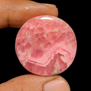天然ロードクロサイト ラウンドシェイプ カボション ルースジェムストーン ジュエリー製作用 37カラット 28X28X3 mm (石は写真の通り)