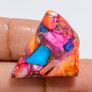 Pietra preziosa naturale sfusa cabochon di turchese ostrica a forma di fantasia per la creazione di gioielli, 19 carati, 25 x 23 x 4 mm (pietra come da foto)