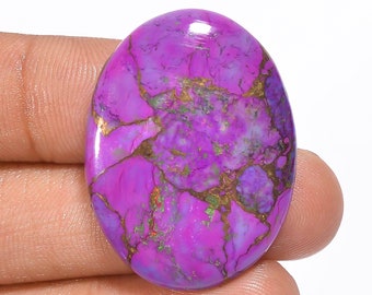 Cabochon turquoise en cuivre violet naturel, pierre turquoise pourpre, 33 x 25 x 5 mm, 25 carats, dos plat poli des deux côtés (turquoise comme sur la photo)