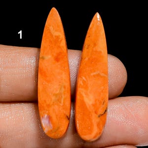 Cabochon turquoise orange Paire de turquoises oranges naturelles pour faire des boucles d'oreilles