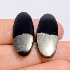 Paire de pierres précieuses en vrac de forme ovale en or Apache naturel pour la fabrication de boucles d'oreilles, 28 carats 24 x 10 x 3 mm (la paire comme sur la photo)