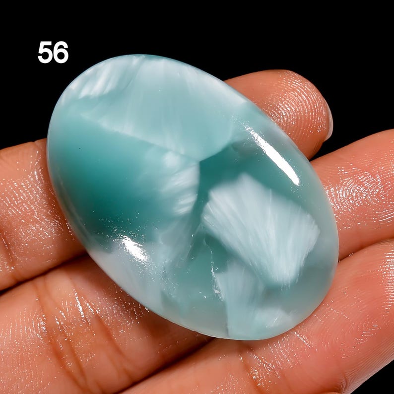 Natural Hemimorphite Gemstone Good Quality Stone Hemimorphite Cabochon Sky Blue Hemimorphite Stones Sky Blue Cabochon ( Stone as picture 56. 40X26X5 mm 47Ct