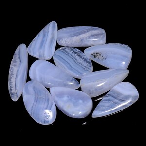 Lote de pedra preciosa de ágata de renda azul natural, lote de 10 peças, 20x12 28x7 mm, tamanho misto, cabochão de renda azul, lote de pedras azuis (renda azul como imagem)