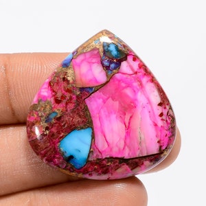 Koper Oyster Turquoise Cabochon Turquoise Edelsteen 31X31X5 mm Maat 45 Karaat Plat Achterzijde Gepolijst Oyster Turquoise Multi Color Cab
