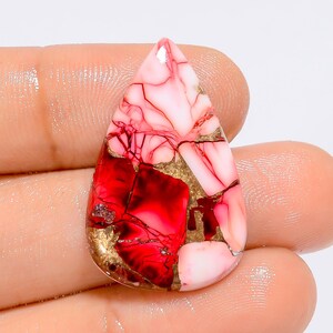 Cabochon di turchese Red Buffalo a forma di pera, pietra preziosa sfusa per la creazione di gioielli, 16 carati, 30 x 18 x 4 mm (pietra come da immagine).