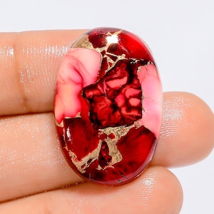 Cabochon ovale di turchese Red Buffalo, pietra preziosa sfusa per la creazione di gioielli, 26 carati, 28 x 20 x 5 mm (pietra come da immagine).