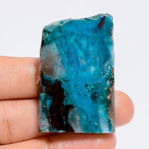 Crisocolla naturale a forma di fetta grezza, pietra preziosa sciolta per la creazione di gioielli, 83 carati, 42 x 26 x 5 mm (fetta come da immagine)