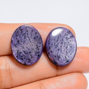 Paire de pierres précieuses de forme ovale en saphir rose trapiche naturel et cabochon pour faire des boucles d'oreilles 30 carats 19 x 14 x 2 mm (comme sur la photo)