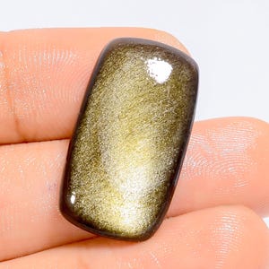 Obsidiana natural com brilho dourado, formato radiante, pedra preciosa cabochão para fazer joias, 16 ct. 26 x 14 x 5 mm (pedra conforme a imagem)