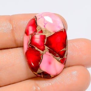 Cabochon di turchese Red Buffalo, forma ovale, pietra preziosa sfusa per la creazione di gioielli, 26 carati, 29 x 19 x 5 mm (pietra come da immagine).
