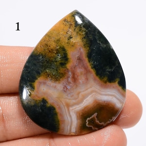 Cabochon di diaspro oceanico naturale, pietra preziosa di diaspro oceanico di design, cristallo di diaspro oceanico a fondo piatto, pietra per la creazione di gioielli (pietra come da immagine)