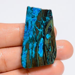 Crisocolla naturale a forma di fetta grezza, pietra preziosa sciolta per la creazione di gioielli, 58 carati, 38 x 21 x 5 mm (fetta come da immagine)