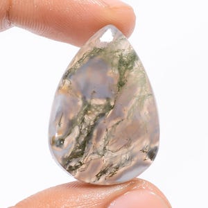 Cabochon di agata muschiata naturale / Pietra preziosa di agata muschiata sciolta / Cristallo di agata muschiata verde a forma di pera / Dimensioni 30X21X6mm Peso 30 ct / Regalo per lei