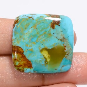 Natuurlijke Kingman-turkoois cabochon, hemelsblauw turkoois kristal, kussenvorm Kingman-turkoois edelsteen, maat 25 x 25 x 5 mm, gewicht 29 karaat