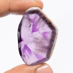 Fatia de ametista natural, fatia de cristal de ametista trapiche polida lateral dupla, tamanho 41x28x6mm, peso 62 ct, pedra preciosa de laje de ametista estrela