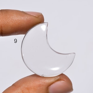 Pietra preziosa di cristallo naturale a forma di luna, cristallo cabochon, pietra di cristallo a mezzaluna, cristallo bianco a forma di luna, cristallo trasparente (cristallo come da immagine)