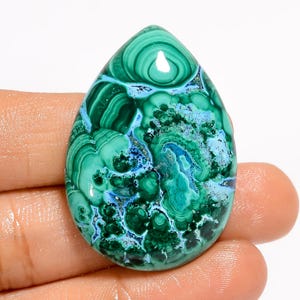 Malachite naturale crisocolla a forma di pera, pietra preziosa sciolta cabochon per la creazione di gioielli, 81 ct, 40x28x7 mm (malachite come da foto)