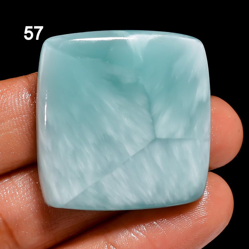 Natural Hemimorphite Gemstone Good Quality Stone Hemimorphite Cabochon Sky Blue Hemimorphite Stones Sky Blue Cabochon ( Stone as picture 57. 30X29X5 mm 57Ct