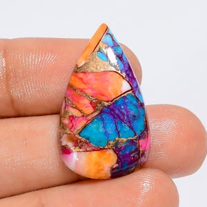 Cabochon di turchese ostrica naturale a forma di pera, pietra preziosa sfusa per la creazione di gioielli, 16 carati, 28 x 17 x 5 mm (pietra come da foto).
