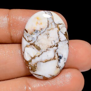 Weißer Büffel-Kupfer-Türkis-ovale Form-Cabochon-Edelstein für die Herstellung von Schmuck 21 Ct. 28X20X5 mm (Stein wie Abbildung)