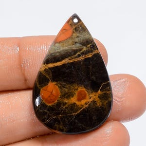 Cabujón de obsidiana de maní natural en forma de pera, piedra preciosa suelta para hacer joyas, 31 ct., 33 x 22 x 5 mm (piedra como en la imagen)