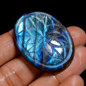 Labradorita natural, piedra preciosa suelta tallada en forma ovalada para hacer joyas, 66 ct., 37 x 27 x 6 mm (piedra como se ve en la imagen)