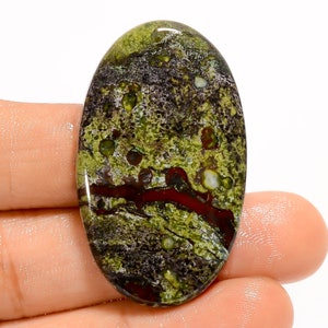 Natürlichen Drachen Jaspis Cabochon Glatter Drachen Jaspis Kristall Rot Grün Kristall 40X24X4 mm Größe 55 Karat Drachenstein