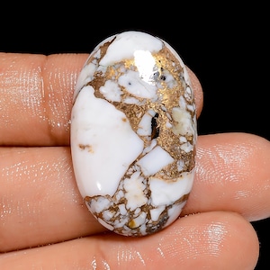 White Buffalo Kupfer Türkis Oval Form Cabochon Edelstein für die Herstellung von Schmuck 29 Ct. 31X19X5 mm (Stein wie Abbildung)