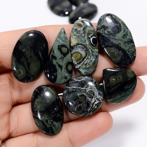 Natural Kambaba Jasper Gemstone Green Star Galaxy Jasper Crystal 10 Pieces Lot 18X18X3 mm Size Green Crystal Lot ( Stones as picture