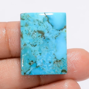 Natuurlijke Kingman-turkoois cabochon, hemelsblauw turkoois kristal, rechthoekige Kingman-turkoois edelsteen, maat 25 x 19 x 5 mm, gewicht: 27 karaat