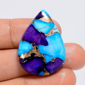 Natürlicher violetter Türkis-Birnen-Form-Cabochon-loser Edelstein für die Herstellung von Schmuck 33 Ct. 30X21X4 mm (Stein wie Abbildung)
