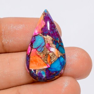 Cabochon di turchese ostrica naturale a forma di pera, pietra preziosa sfusa per la creazione di gioielli, 17 carati, 29 x 16 x 5 mm (pietra come da foto).
