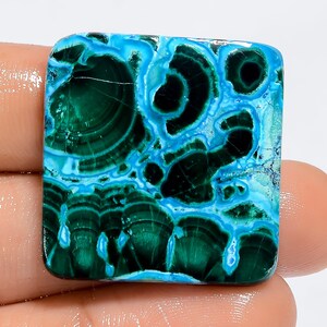 Natürlicher Malachit Chrysokoll quadratische Form Cabochon Edelstein für die Herstellung von Schmuck 52 Ct. 27X26X4 mm (Stein wie Abbildung)