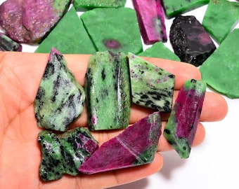 Raw Ruby Zoisite Slice: Natural Gemstone for Jewelry Making