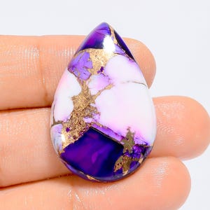 Cabochon naturale a forma di pera in turchese, viola, rosa, bianco, bufalo, rame, sciolto, per la creazione di gioielli, 31 ct, 33 x 22 x 5 mm (pietra come da immagine)