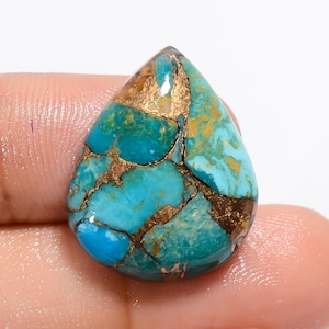 Natürliche Spiny Blauer Kupfer Türkis Birne Form Cabochon Lose Edelstein für die Herstellung von Schmuck 18 Ct 23X18X4mm (Stein als Abbildung)